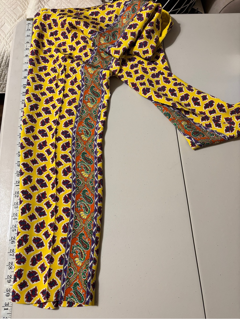 Ralph Lauren Collection Yellow Silk Paisley Pants Size 6 Simone Preppy Luxury - Picture 15 of 16